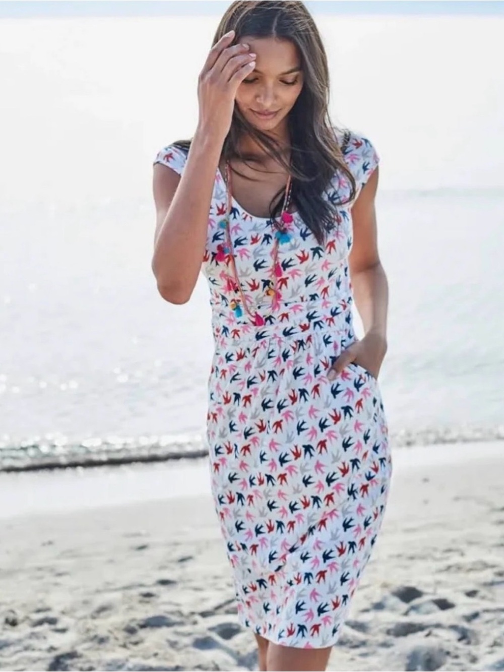 Boden Margot Bird Print Jersey Dress